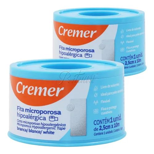 Fita microporosa hipoalergênica branca 25mm x 10m