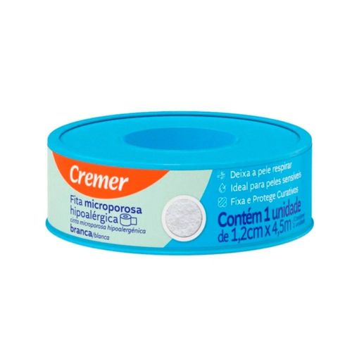 Fita microporosa hipoalergênica cremer 12mm x 10m