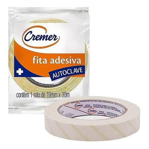 Fita adesiva p/ auto-clave zebrada 19mm x 30m 134 graus